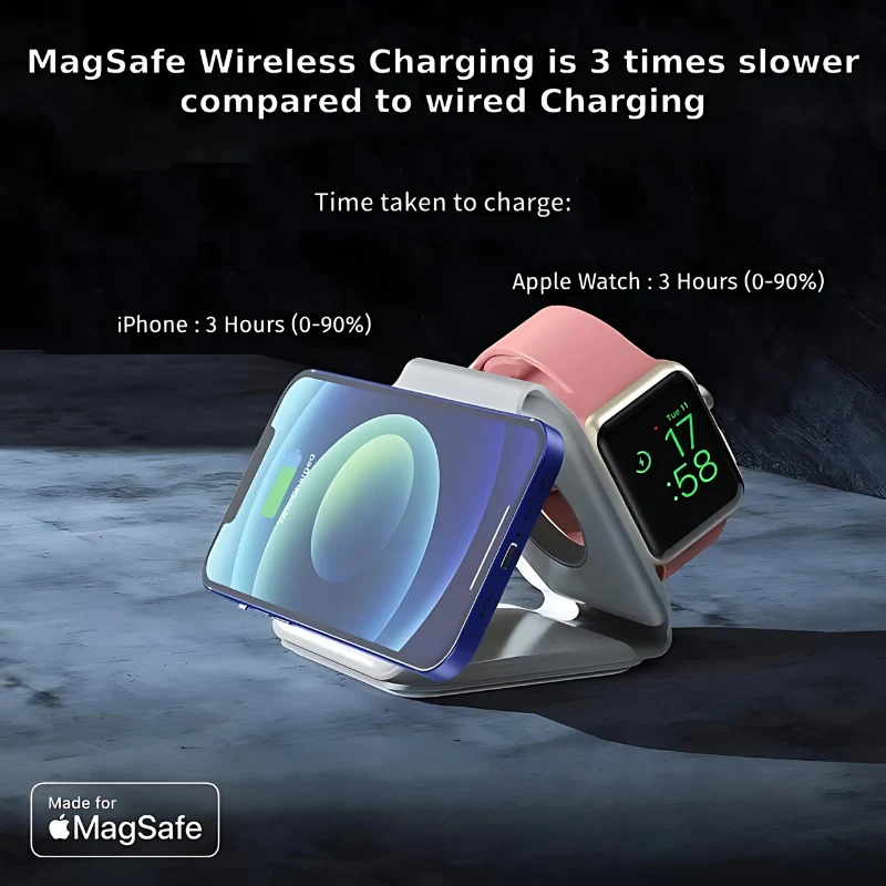 MagTrio: 3-in-1 Foldable MagSafe & Qi2 Compatible Wireless Charger with 15W Fast Charging for iPhone, AirPods & Apple Watch - Image 5