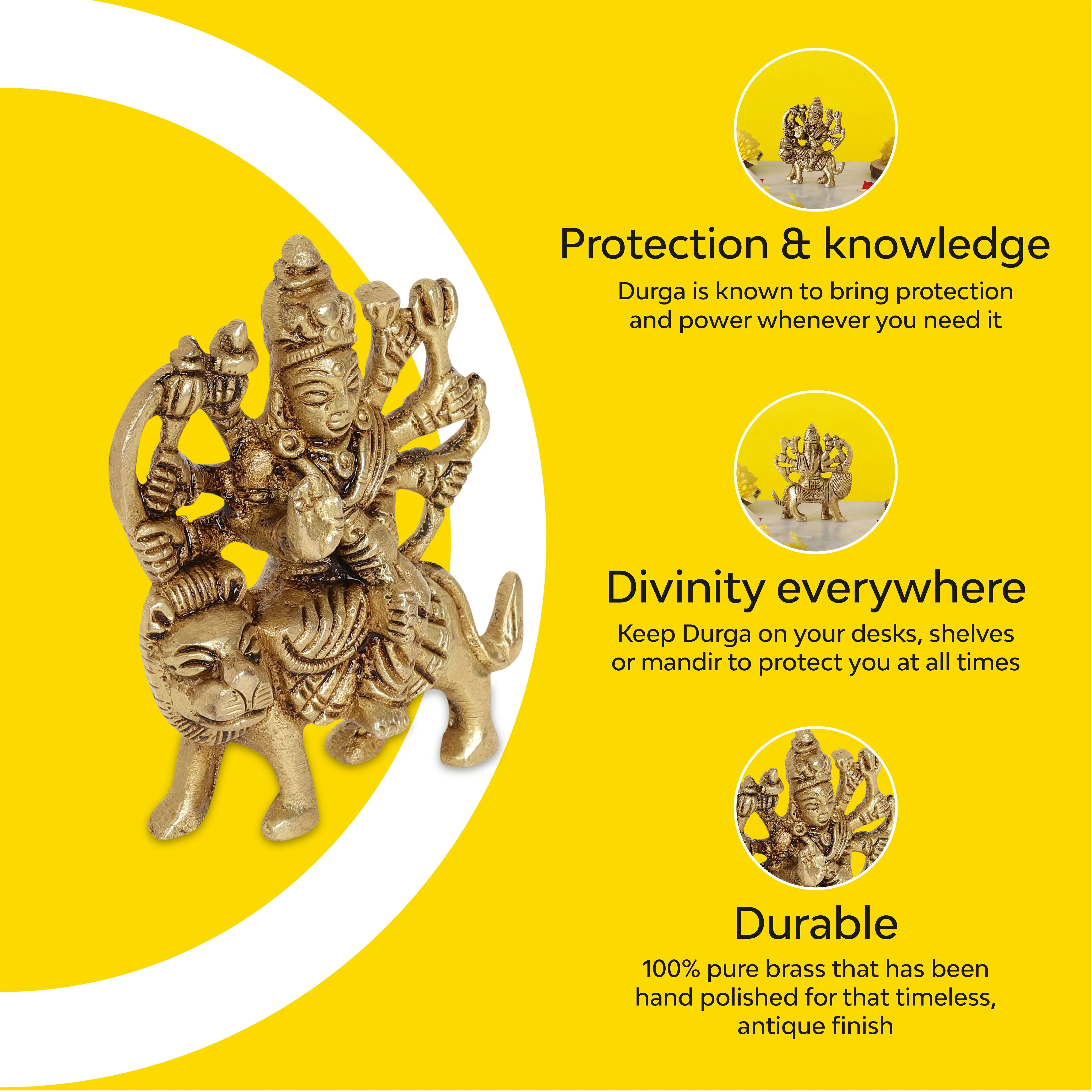 Mahagauri Durga Brass Idol | 100% Pure Brass | Antique Finish - Image 6