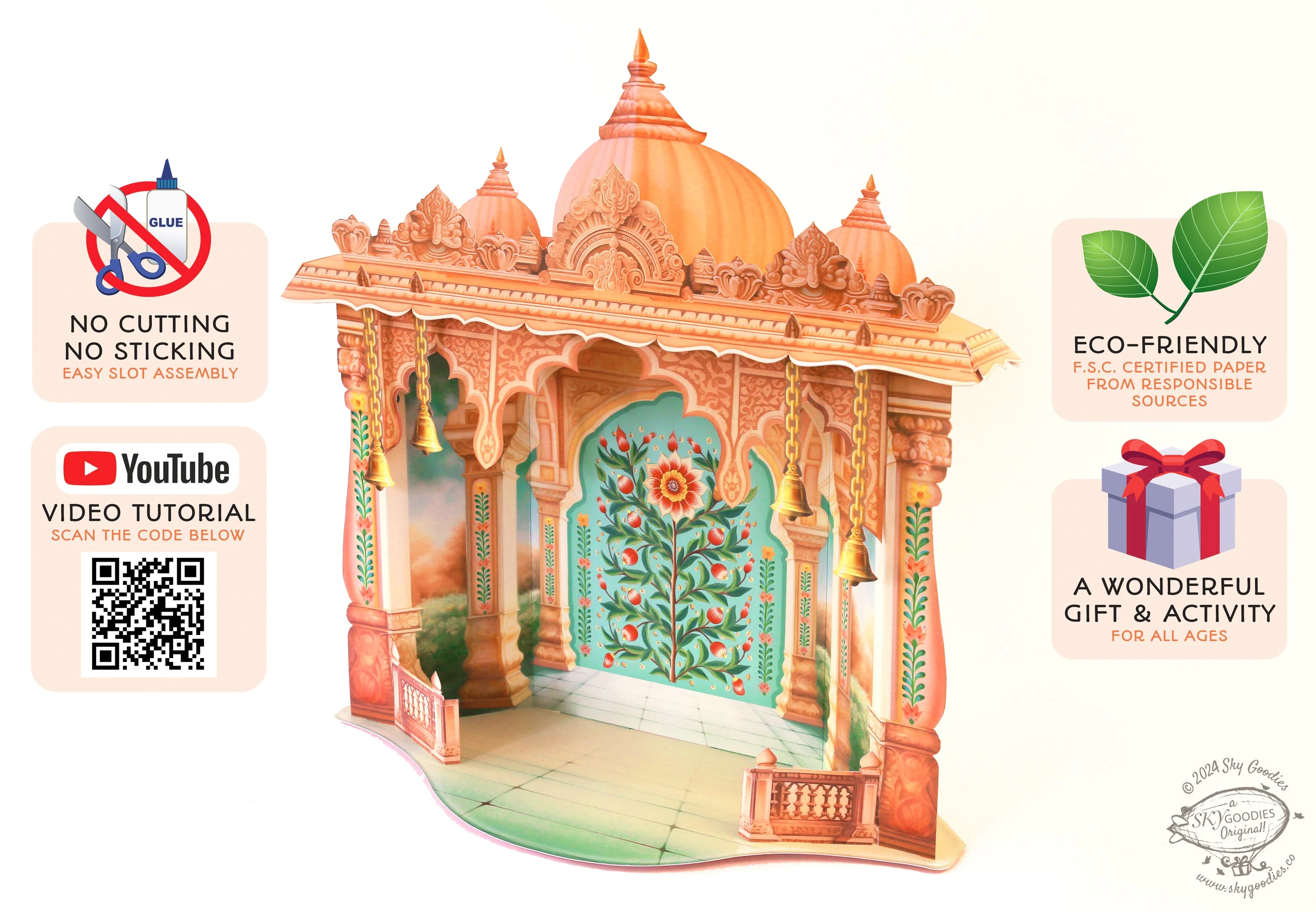 Mandir DIY Paper Craft Kit - Home Temple Decor Makhar - Image 2