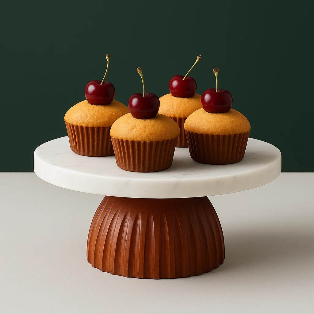 Marble wooden base cake and pastry stand - Image 5