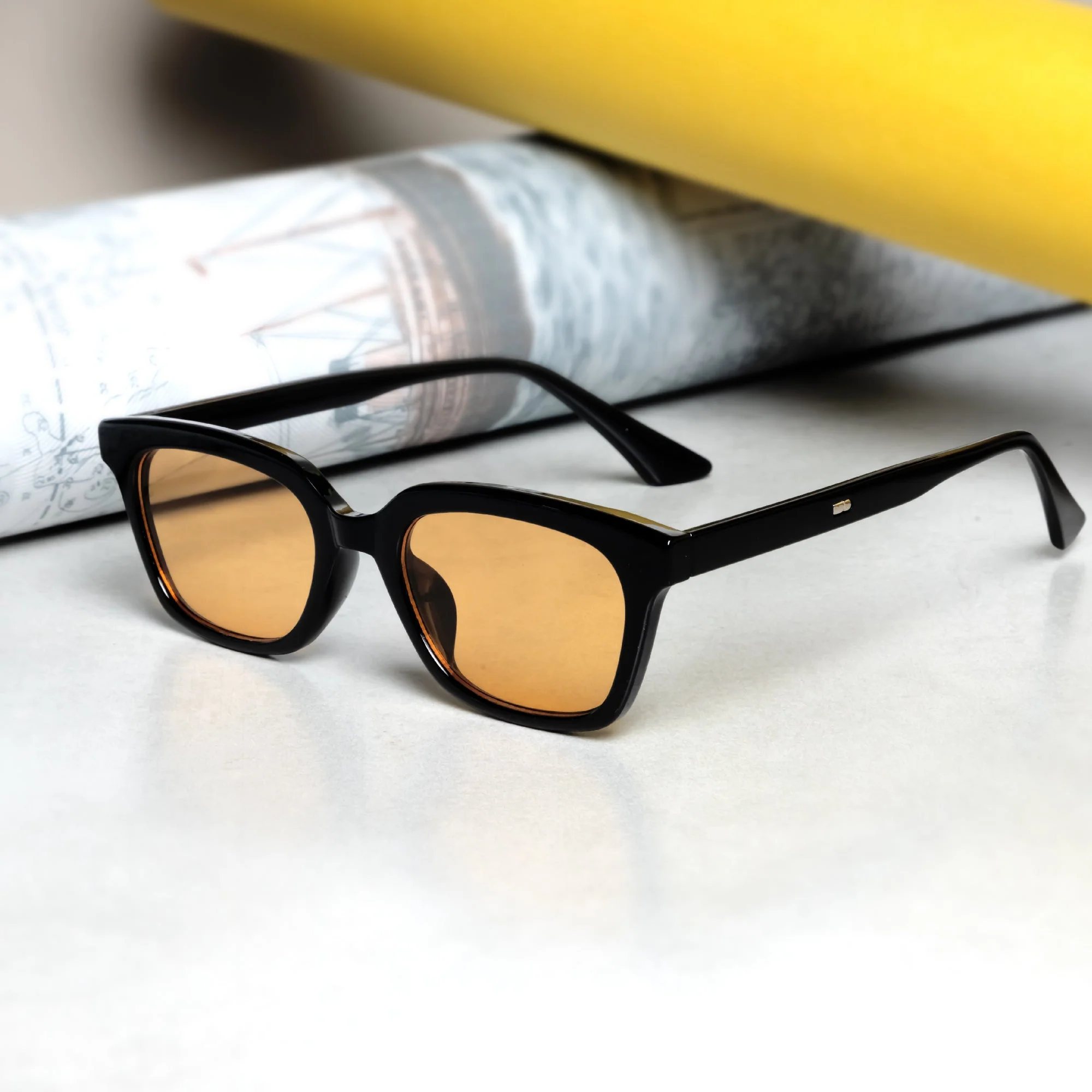 Marco Black Orange Rectangle Sunglasses - Image 10