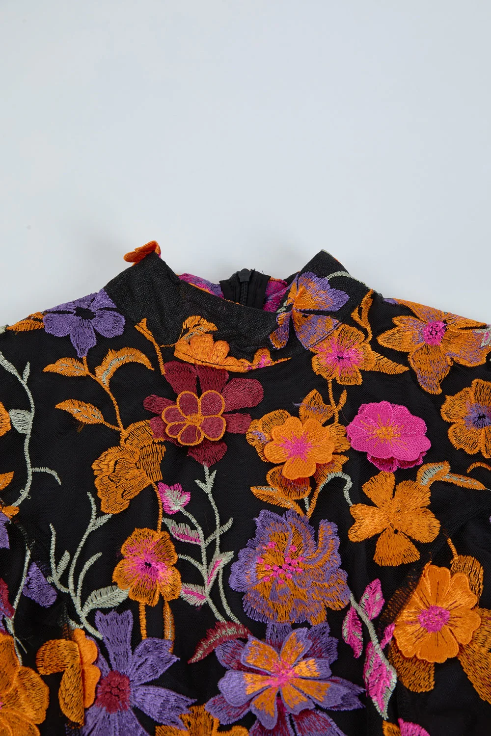Marolina Floral Embroidery Short Dress - Image 7
