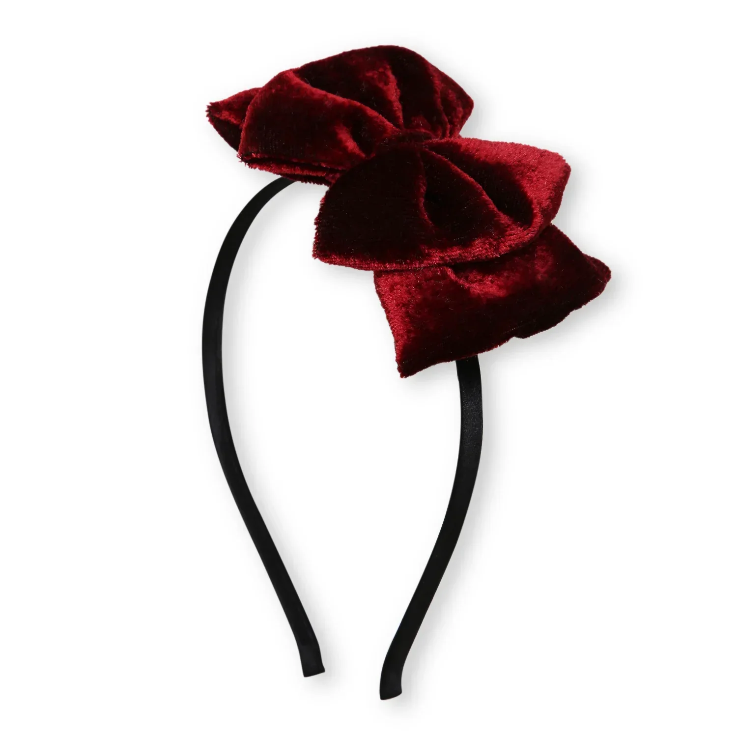 Maroon Velvet Double Layered Bow Hairband - Image 4