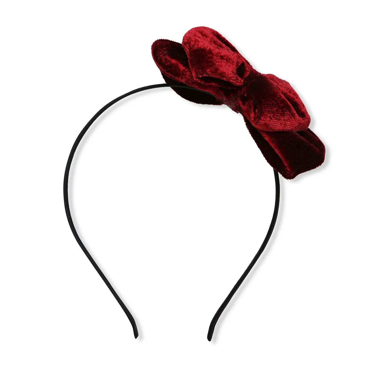 Maroon Velvet Double Layered Bow Hairband - Image 5