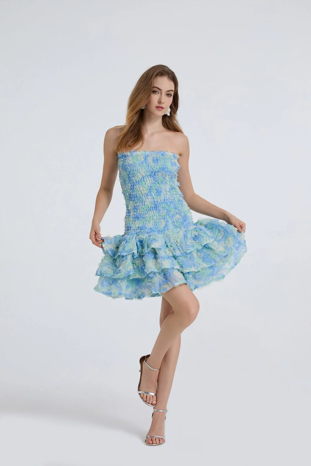Marylene Floral 3D Folds Mini Dress - Image 14