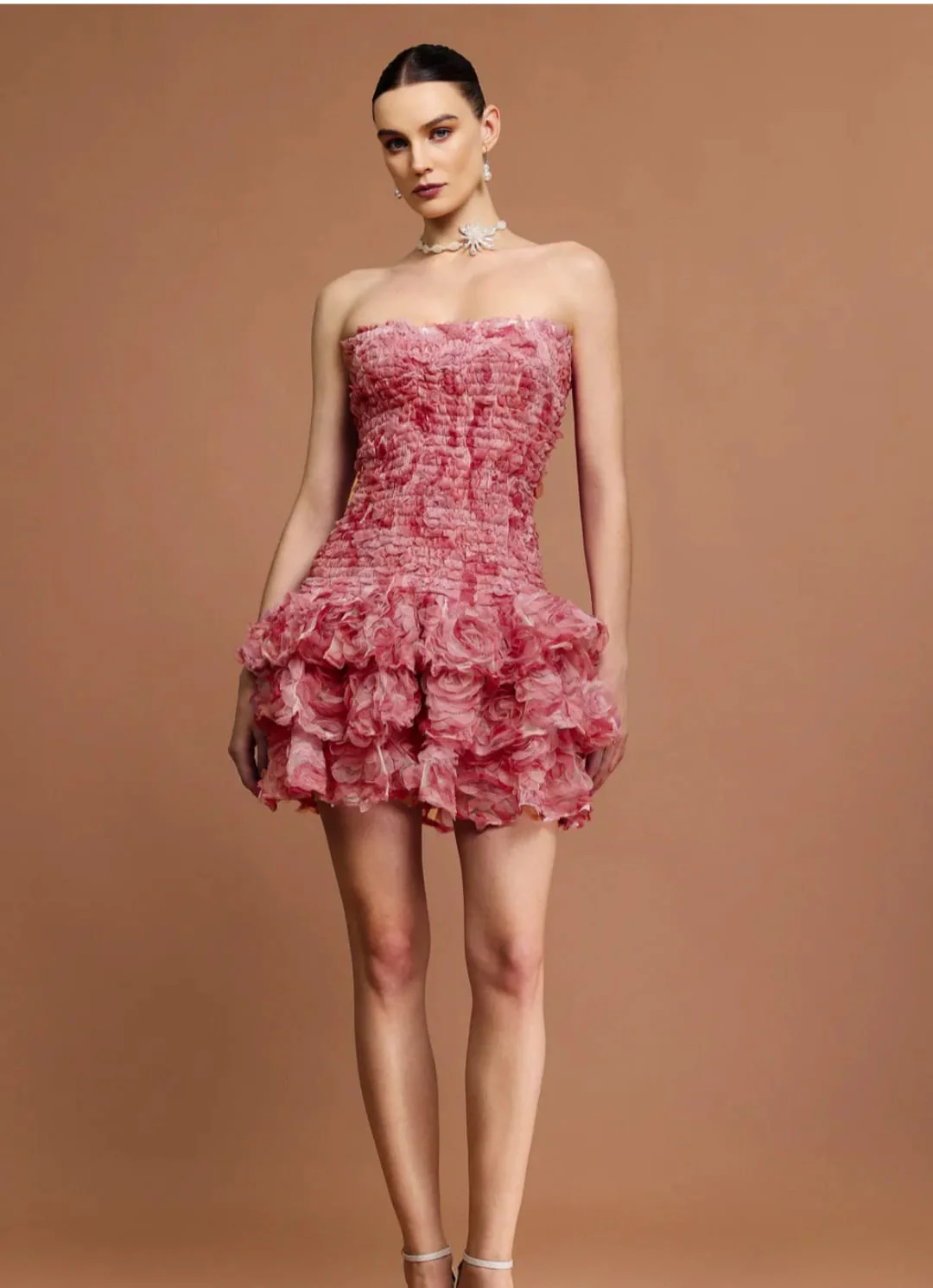 Marylene Floral 3D Folds Mini Dress - Image 7