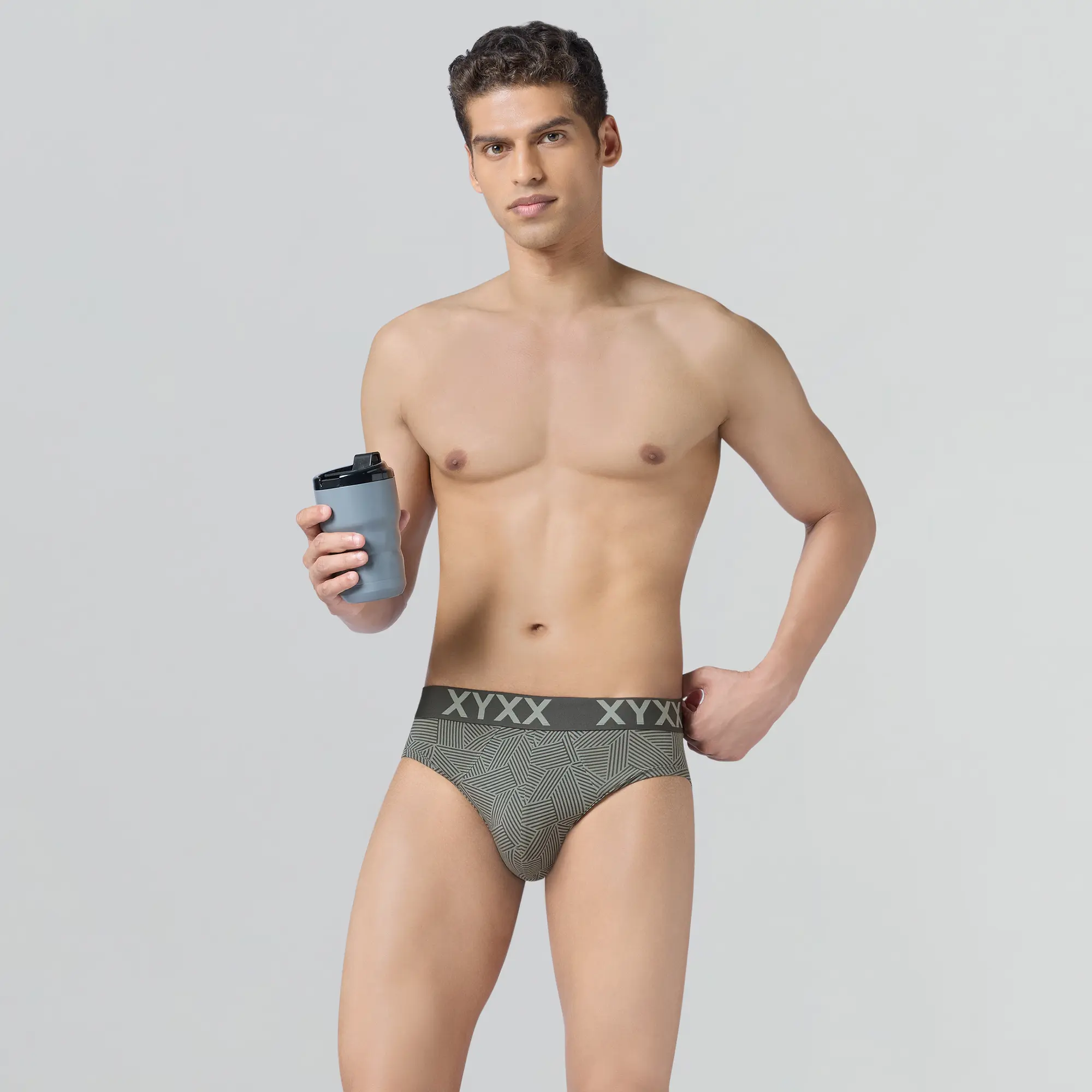 Matrix Cotton-Modal Briefs Linear Grey - Image 4