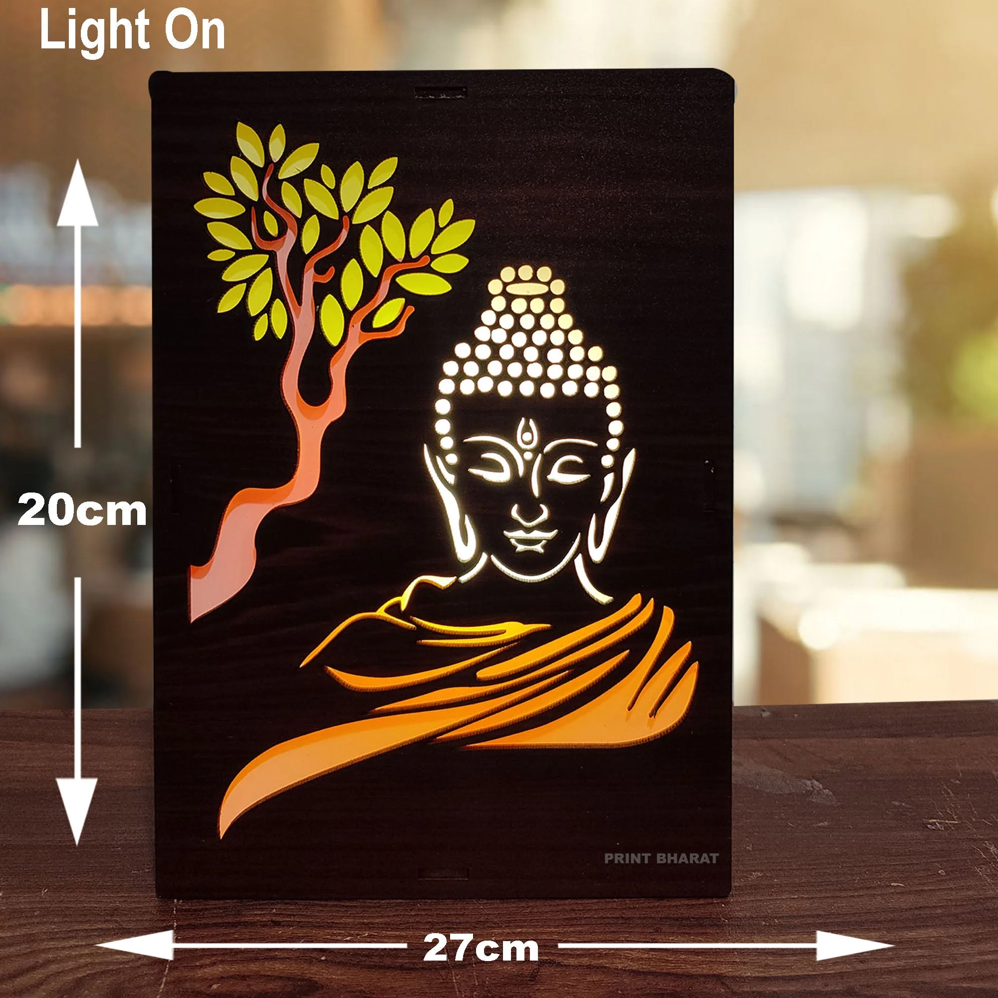 MDF Wood Art Work Led Frame Wooden Color with Laser Cut Finish (Led Lord Buddha Frame) - Image 7