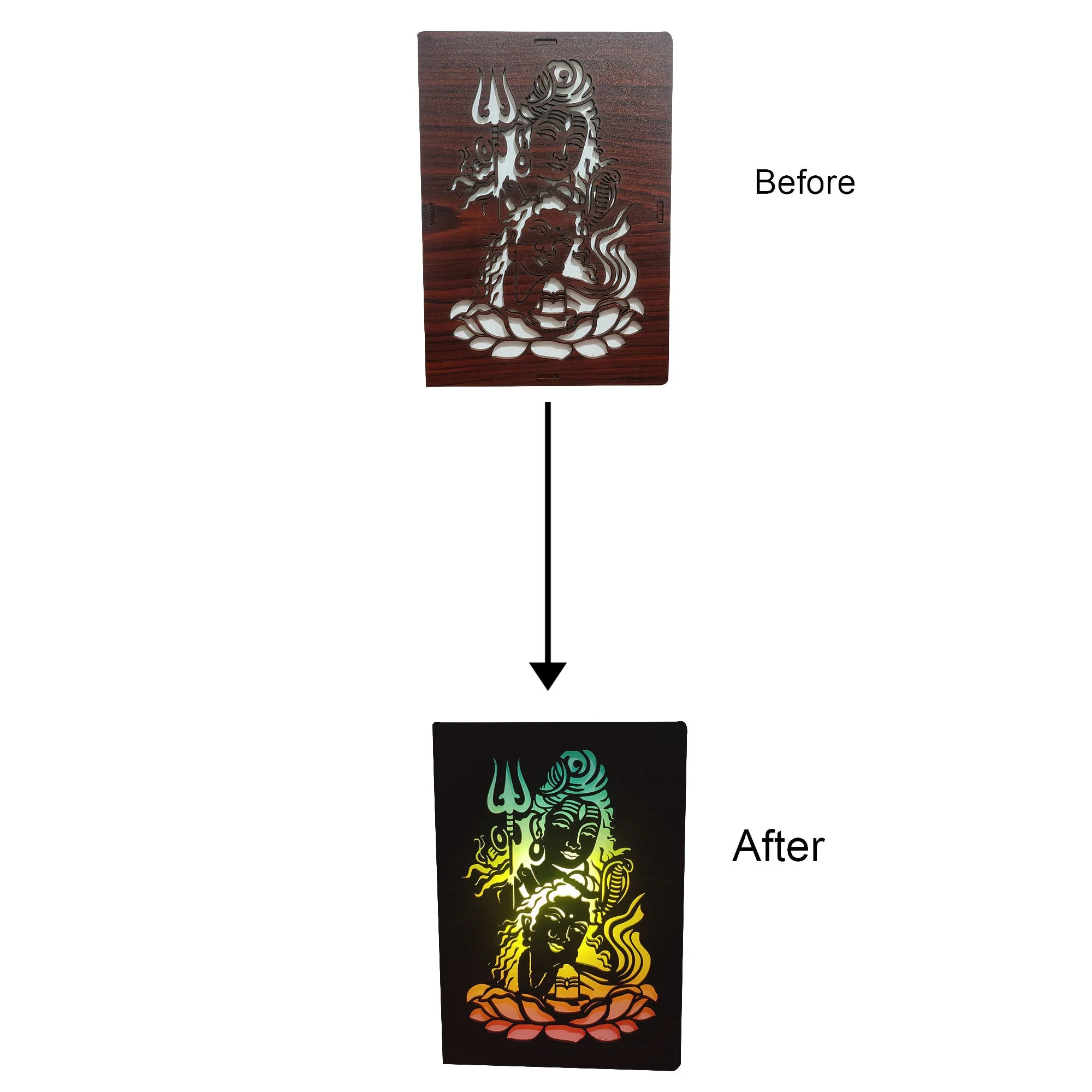 MDF Wood Art Work Led Frame Wooden Color with Laser Cut Finish (Led Shivji Frame) - Image 6