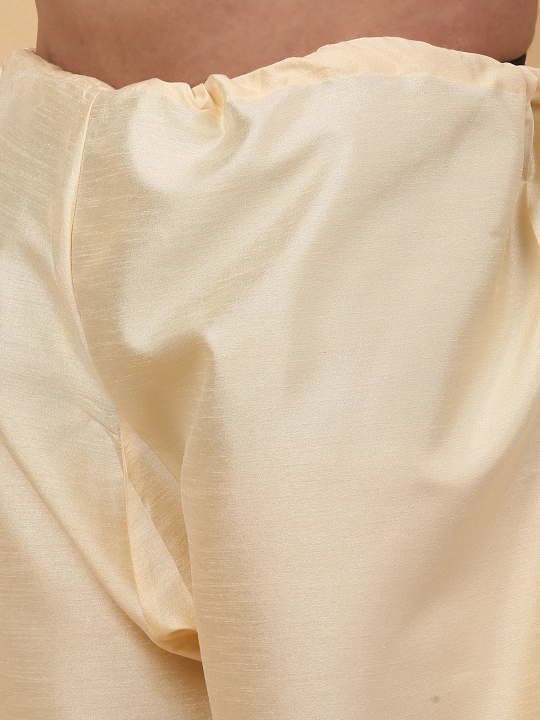 Men Beige Silk Blend Kurta, Churidar With SIlk Striped Nehru Jacket - Image 14