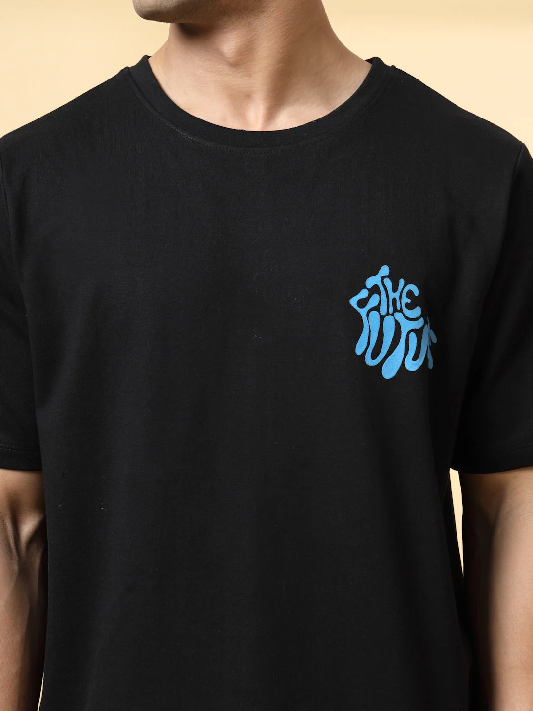 Men Black Typography  Oversized T-shirt - Image 5