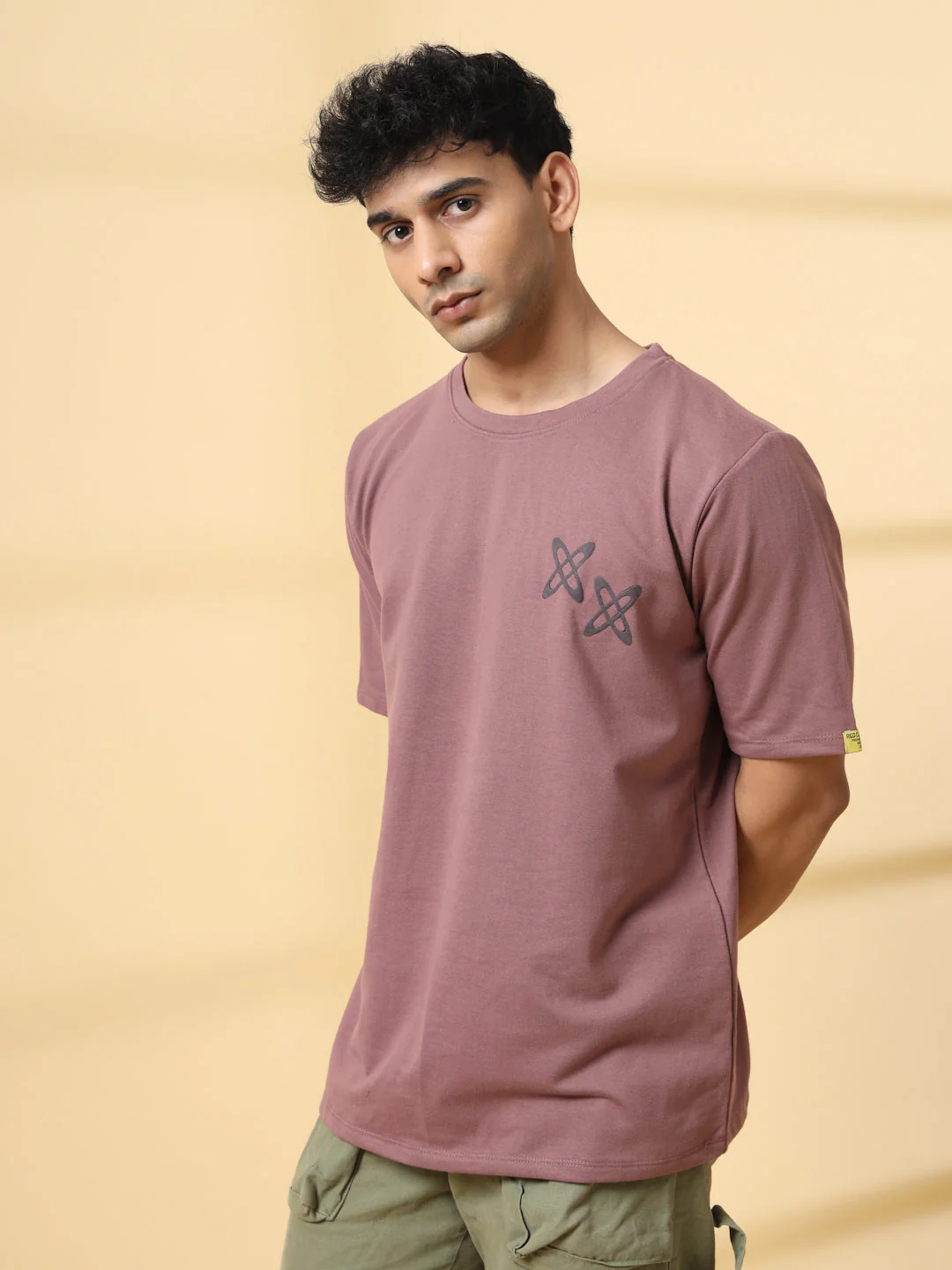 Men Mauve Typography Oversized T-shirt - Image 3