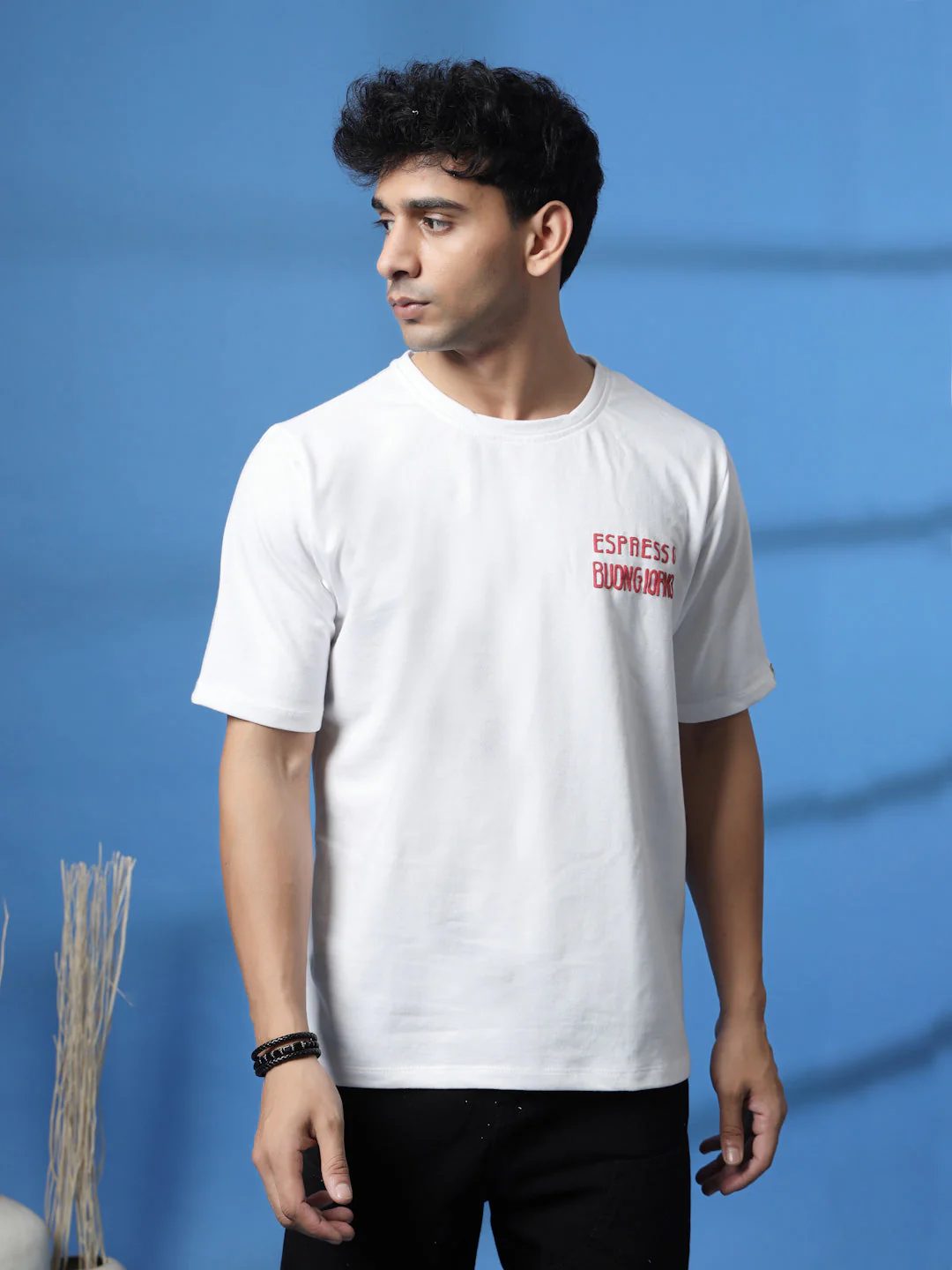Men Mauve Typography Oversized T-shirt - Image 9