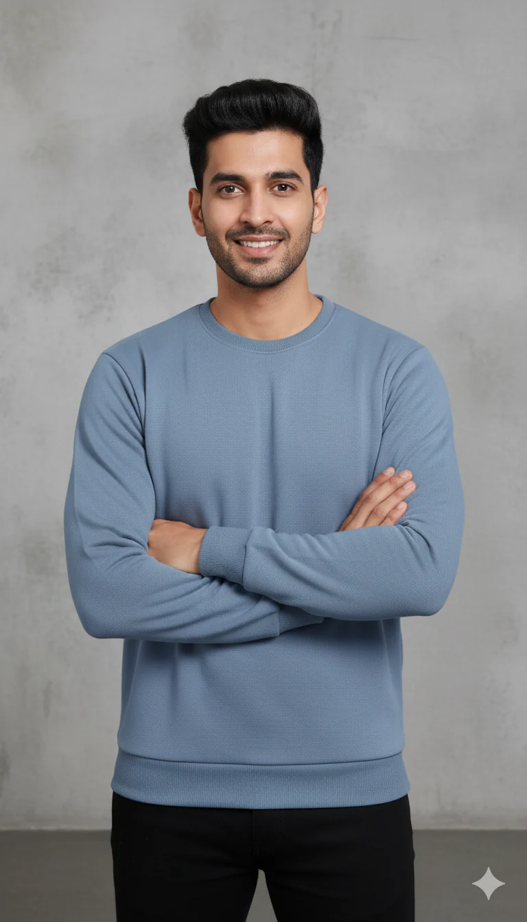Men’s Solid Sweatshirt | Heavy 3-Thread Winter Sweatshirt | Warm & Comfortable - Image 4