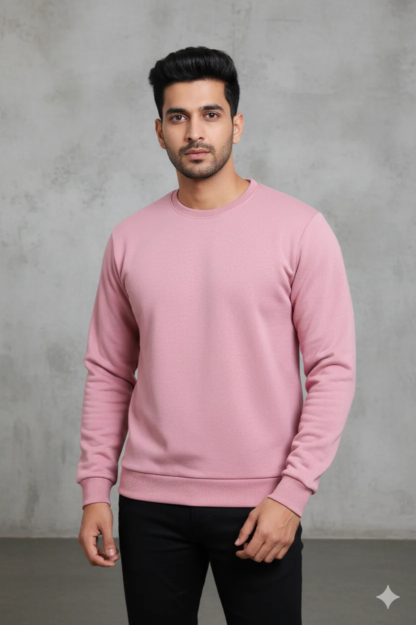Men’s Solid Sweatshirt | Heavy 3-Thread Winter Sweatshirt | Warm & Comfortable - Image 5