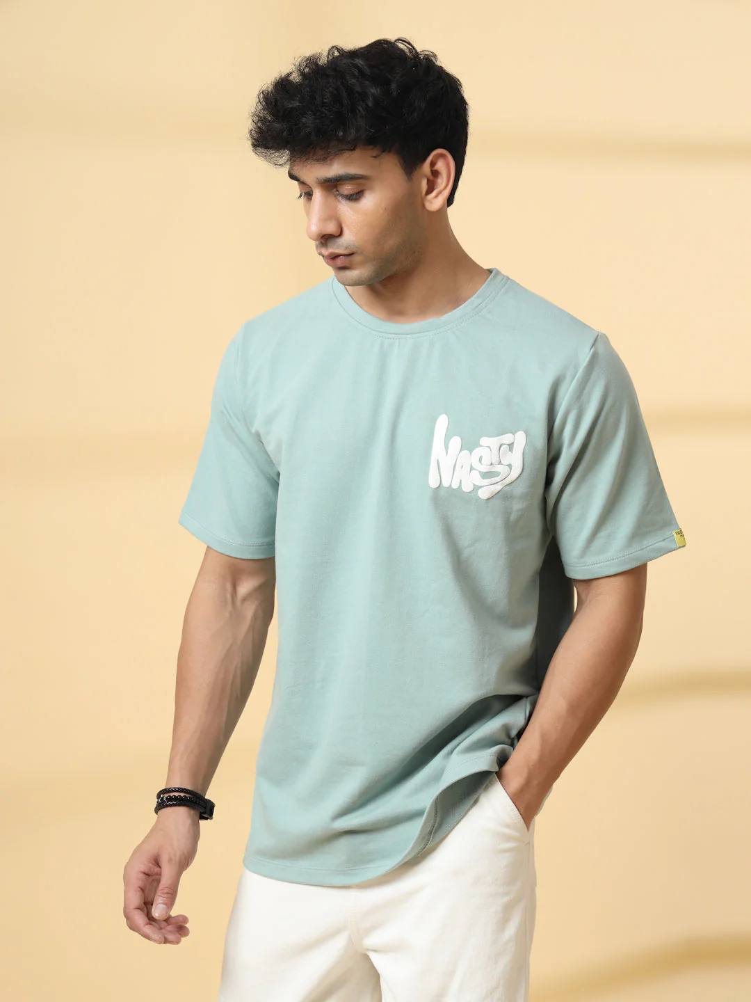 Men White Terry Oversized Printed T-shirt - Image 8