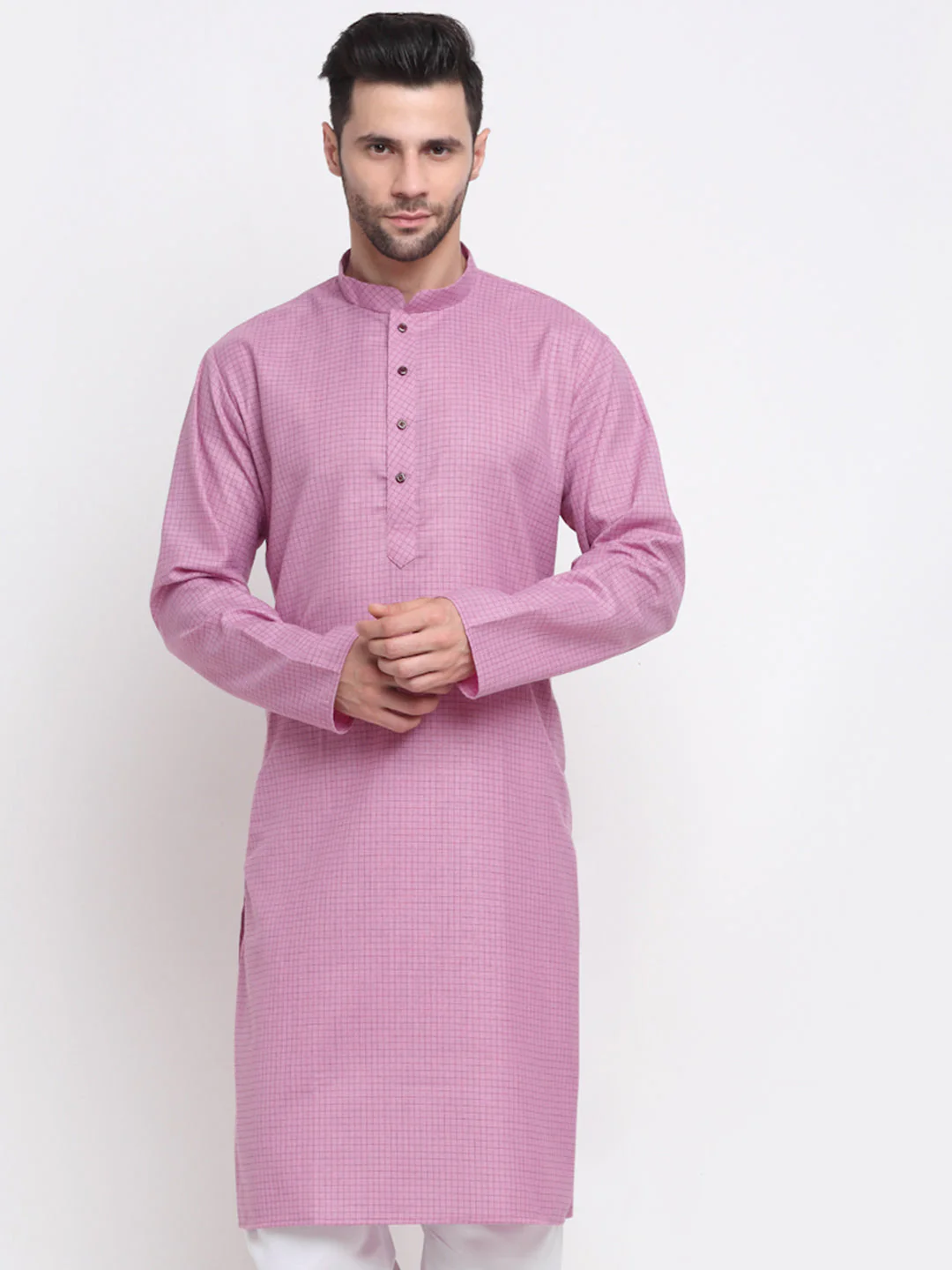 Men's Cotton Blend Bio Check Kurta - Image 13