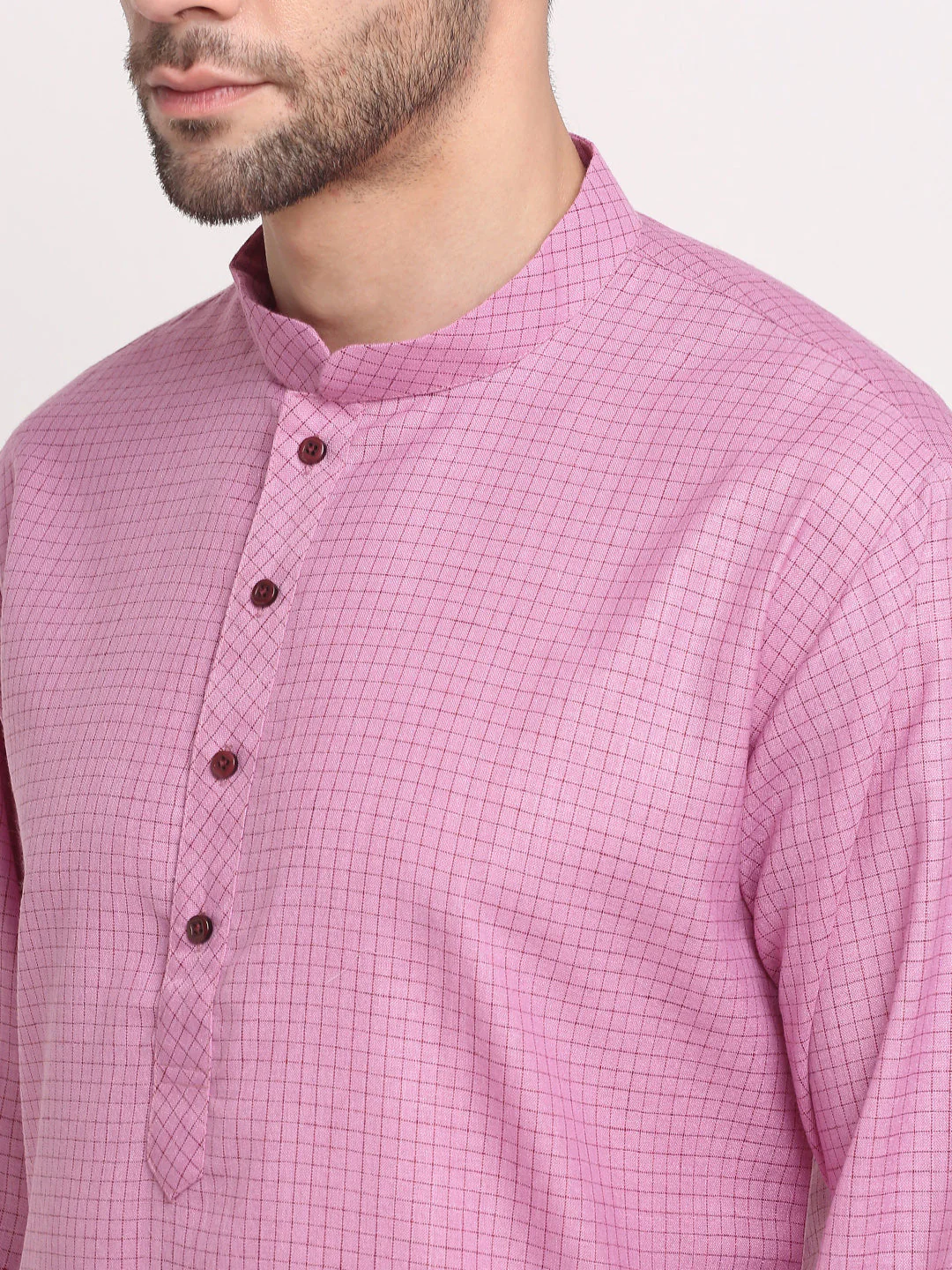 Men's Cotton Blend Bio Check Kurta Pyjama Set - Image 19