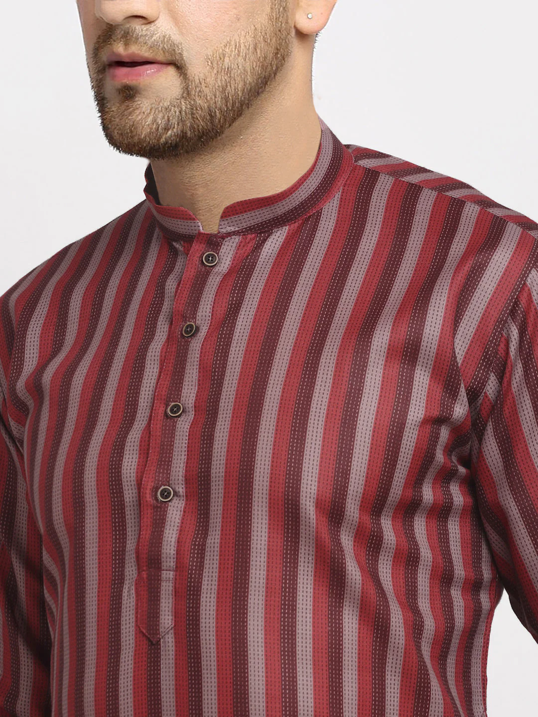 Men's Cotton Blend Broad Striped Kurta Pyjama Set - Image 4