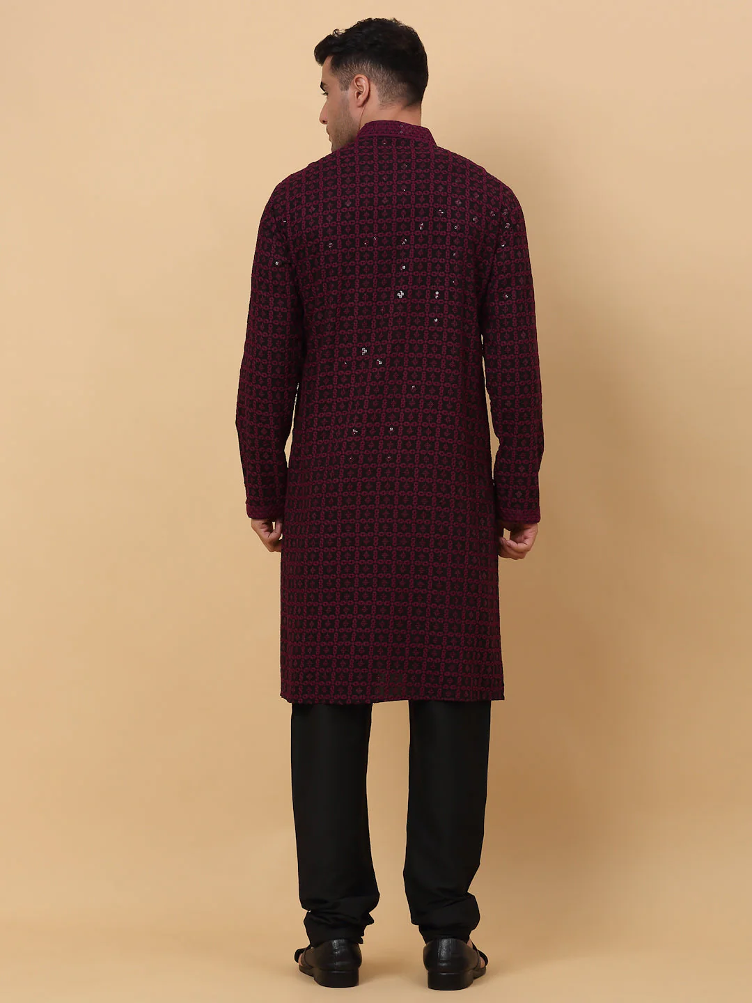Men's Cotton Blend Embroidered Chikankari Kurta - Image 20