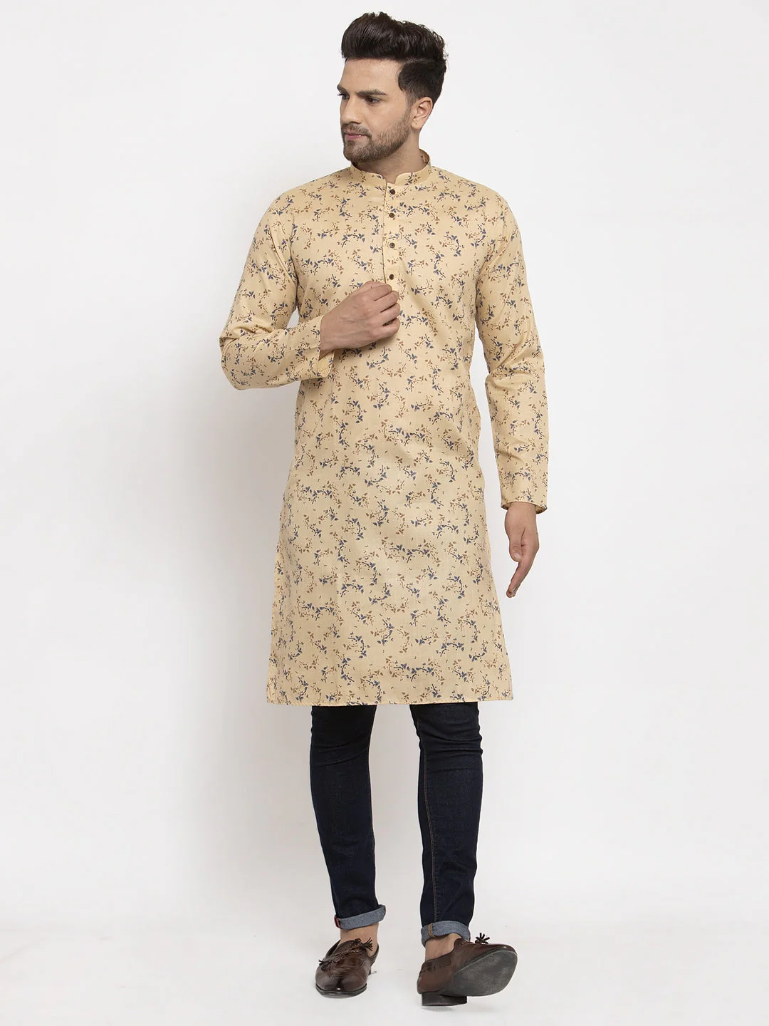 Men's Cotton Blend Printed Kurta - Image 97