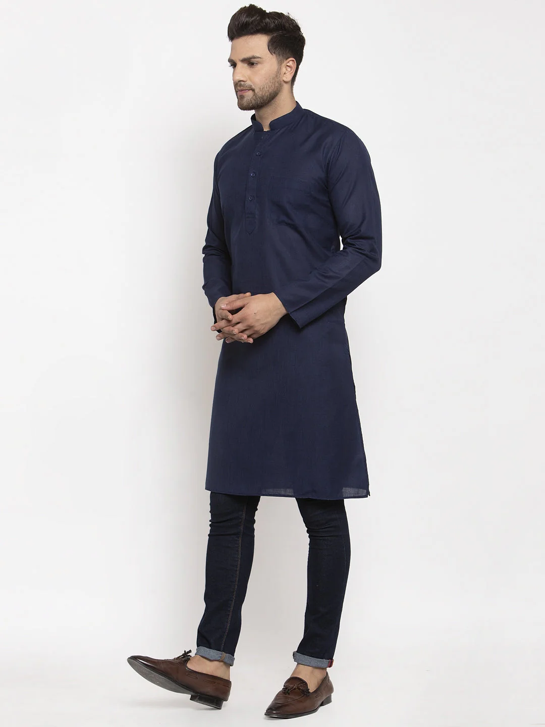 Men's Cotton Blend Solid Kurta - Image 109