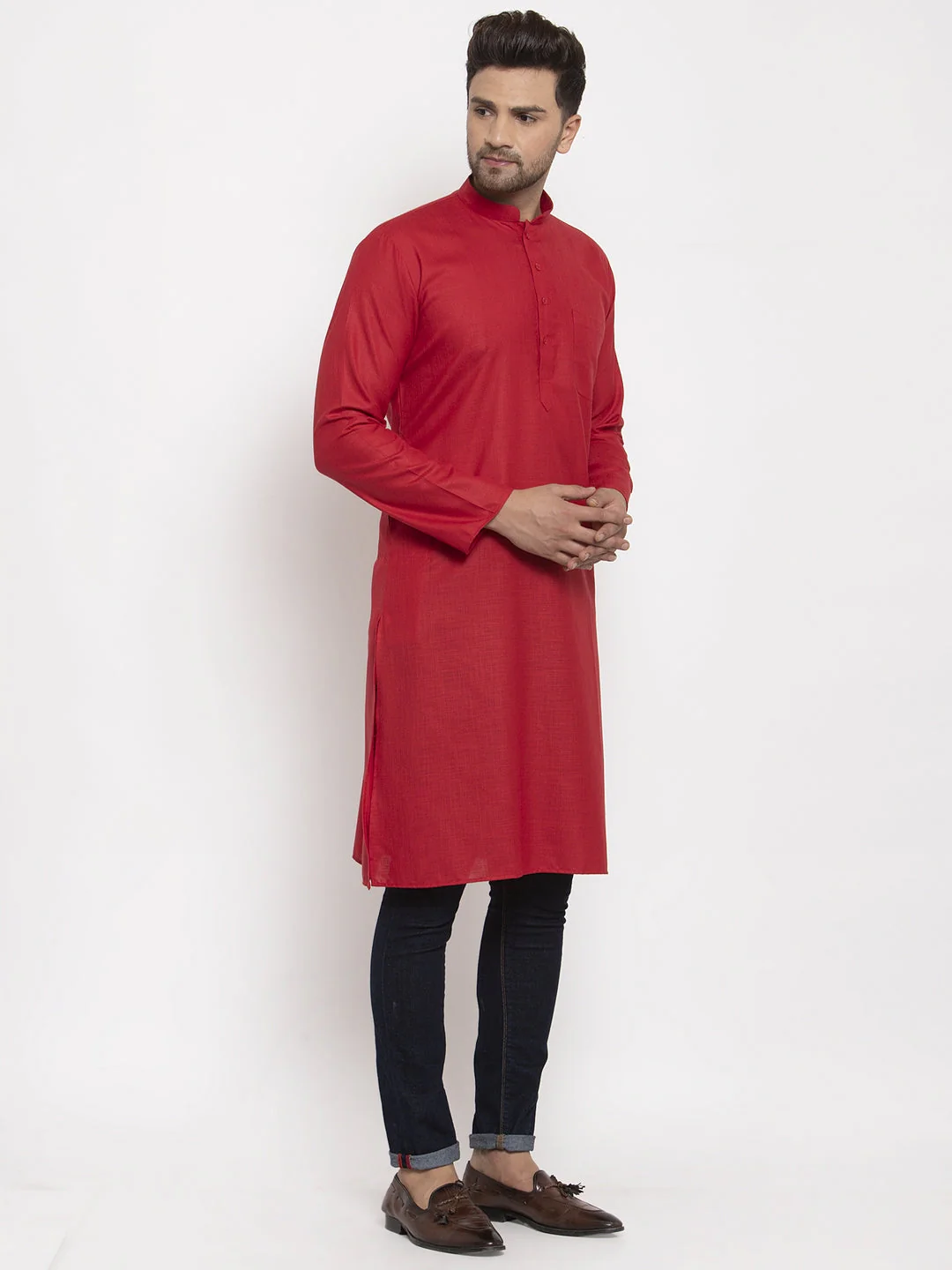 Men's Cotton Blend Solid Kurta - Image 121