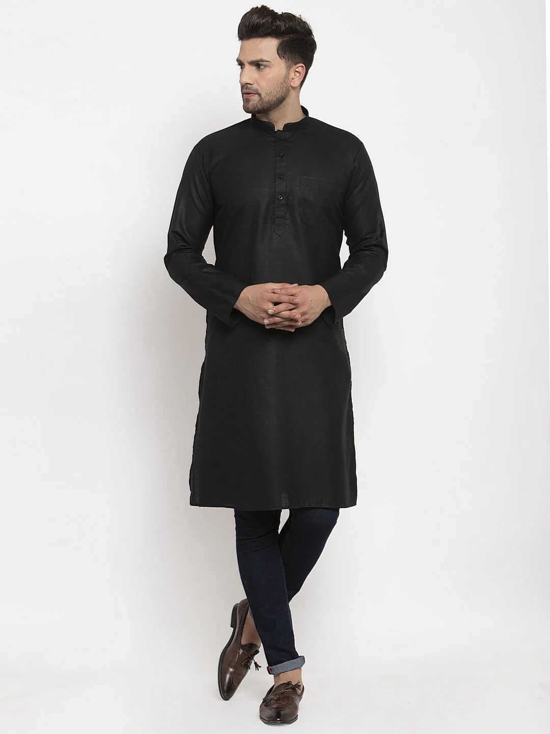Men's Cotton Blend Solid Kurta - Image 145