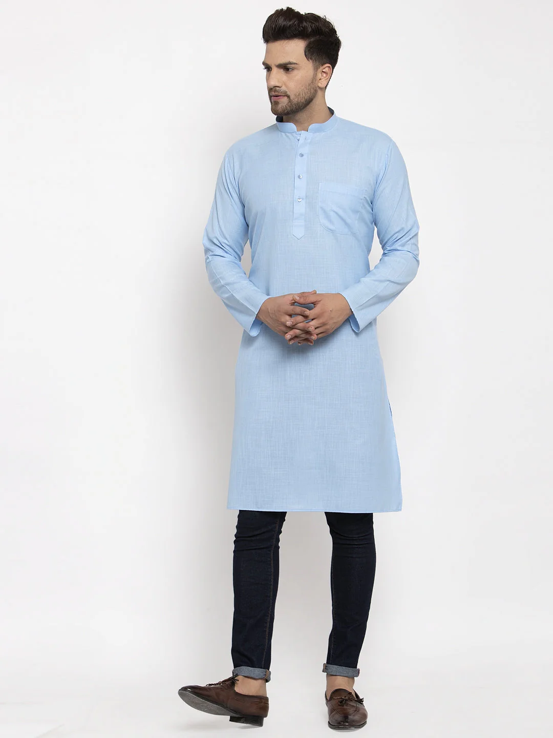 Men's Cotton Blend Solid Kurta - Image 169