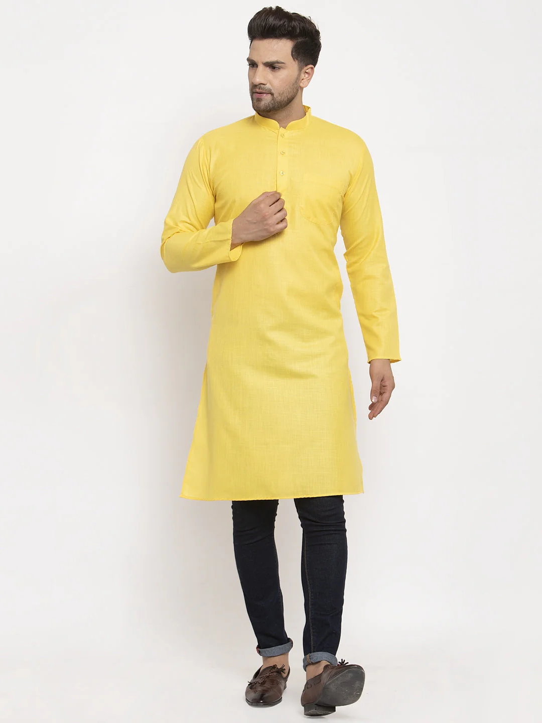 Men's Cotton Blend Solid Kurta - Image 243