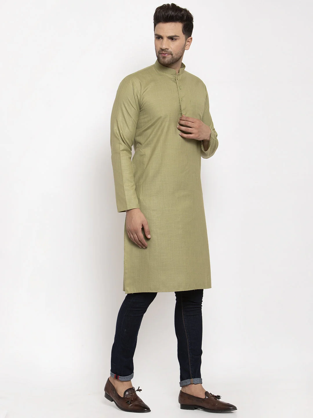 Men's Cotton Blend Solid Kurta - Image 25
