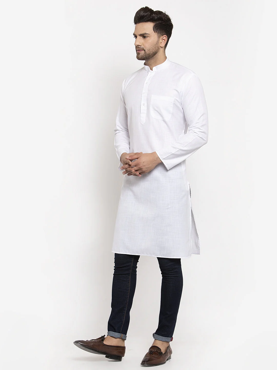 Men's Cotton Blend Solid Kurta - Image 40