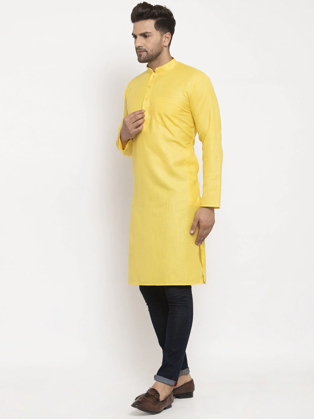 Men's Cotton Blend Solid Kurta - Image 43