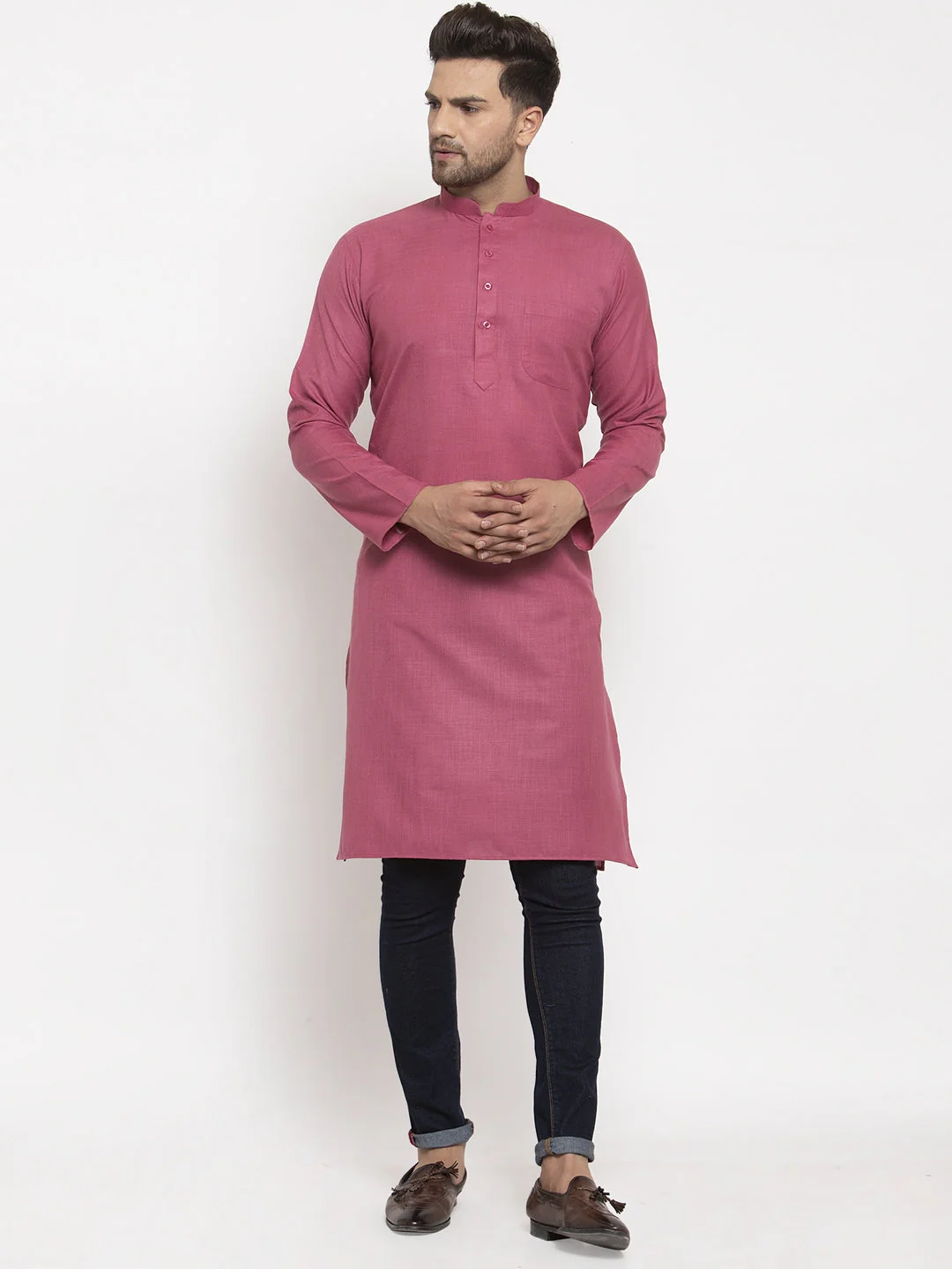 Men's Cotton Blend Solid Kurta - Image 75