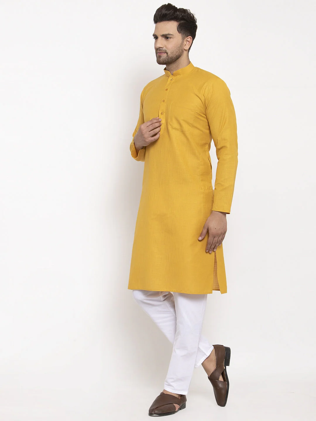 Men's Cotton Blend Solid Kurta Pyjama set - Image 10