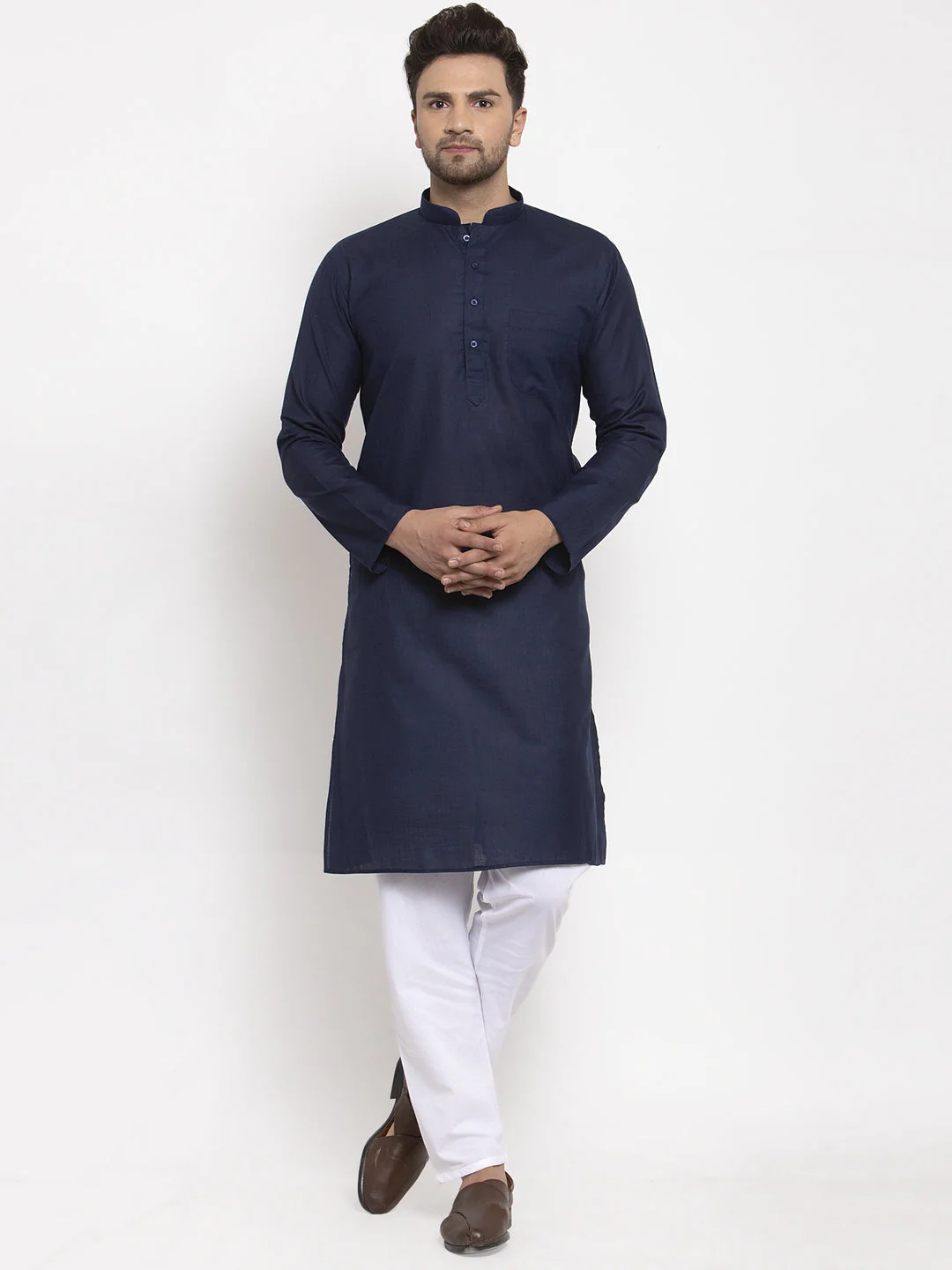 Men's Cotton Blend Solid Kurta Pyjama set - Image 13