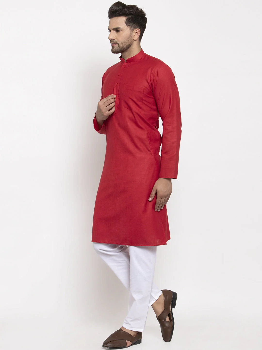 Men's Cotton Blend Solid Kurta Pyjama set - Image 190