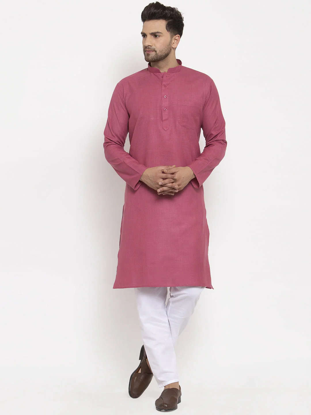 Men's Cotton Blend Solid Kurta Pyjama set - Image 201