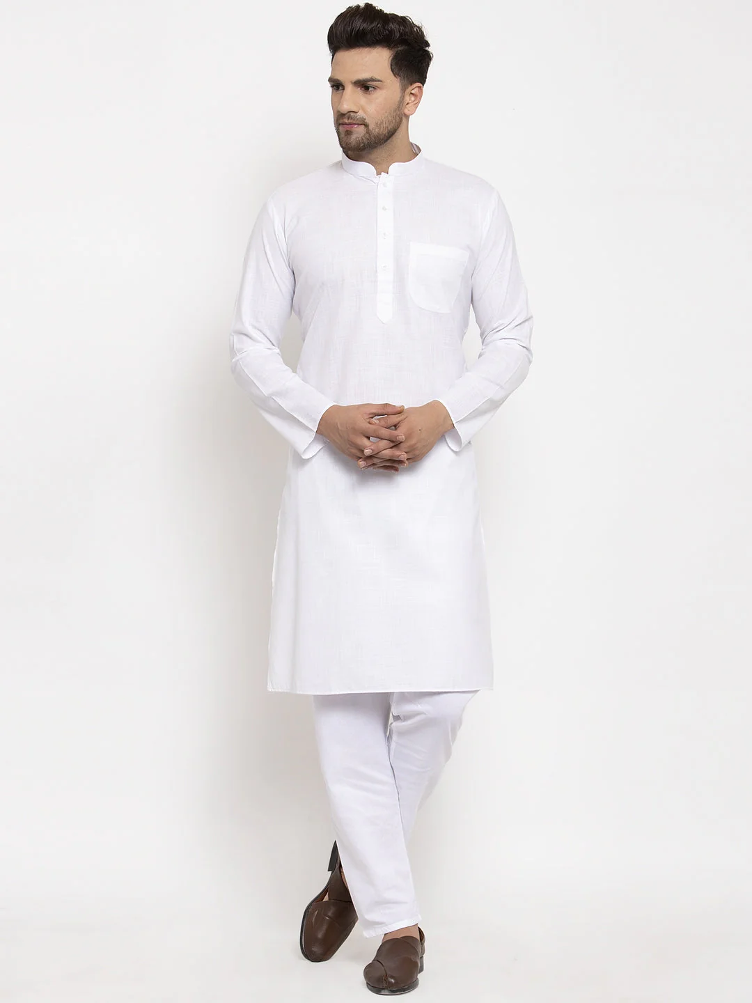 Men's Cotton Blend Solid Kurta Pyjama set - Image 39