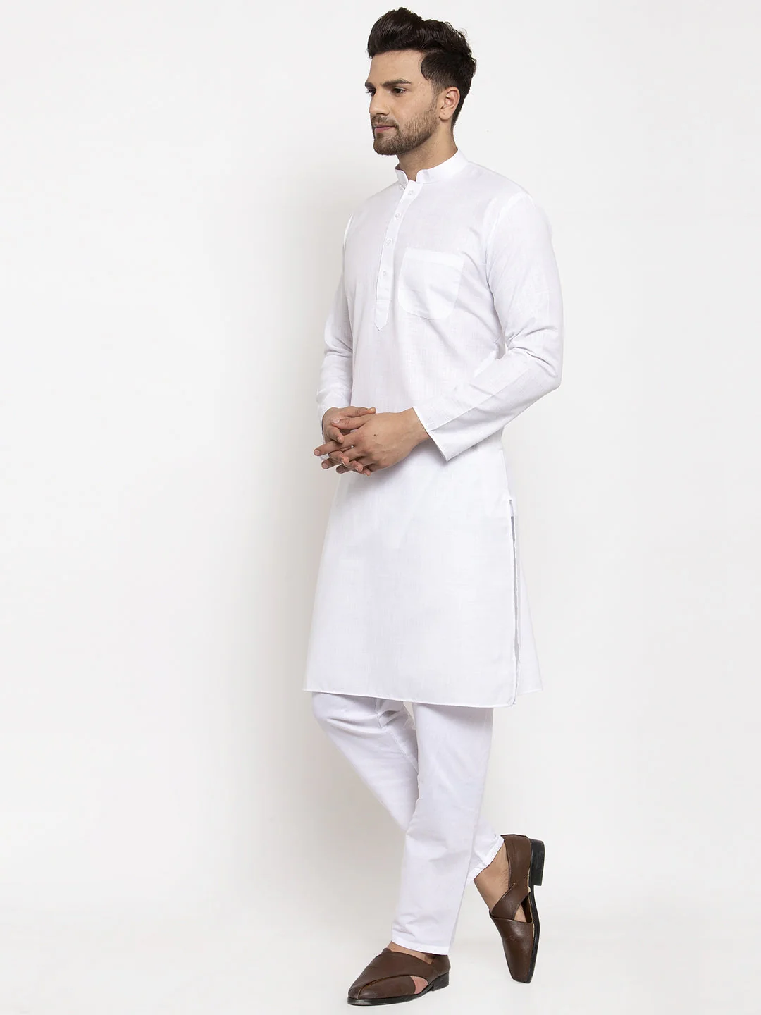 Men's Cotton Blend Solid Kurta Pyjama set - Image 40