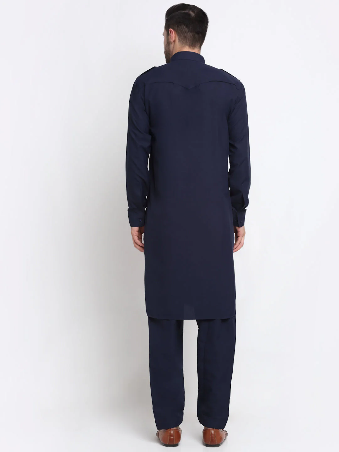 Men's Cotton Blend Solid Pathani and Salwar Set - Image 14