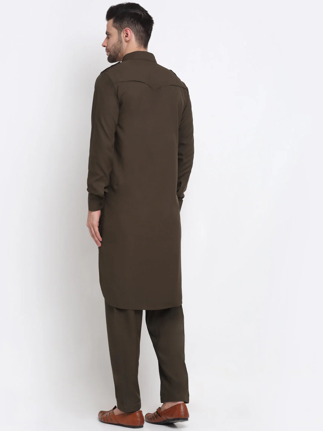 Men's Cotton Blend Solid Pathani and Salwar Set - Image 26