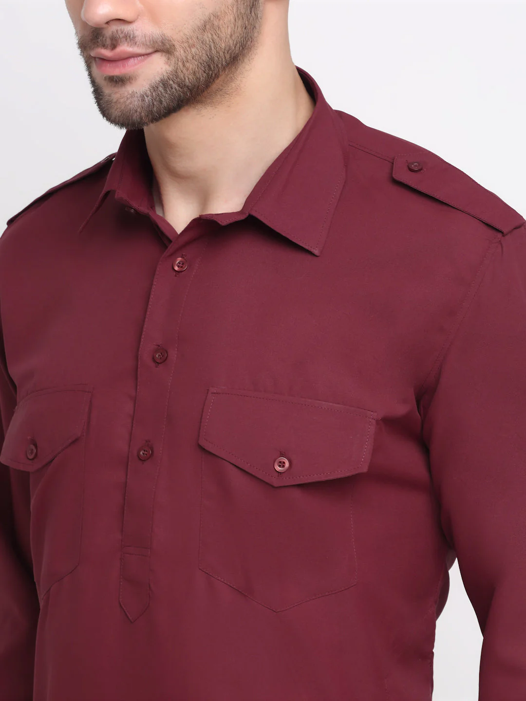 Men's Cotton Blend Solid Pathani and Salwar Set - Image 4