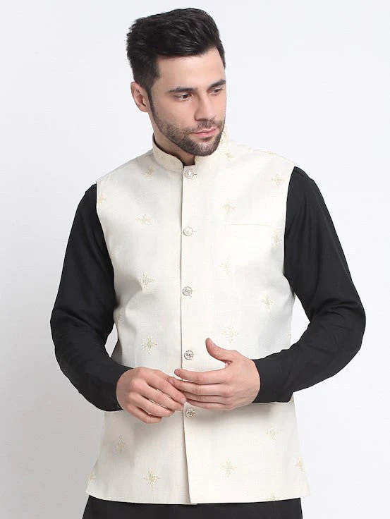 Men's Cotton Embroidered Sequence Nehru Jacket Only - Image 170