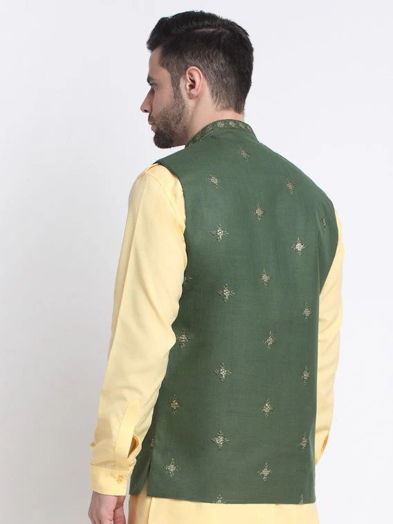 Men's Cotton Embroidered Sequence Nehru Jacket Only - Image 22