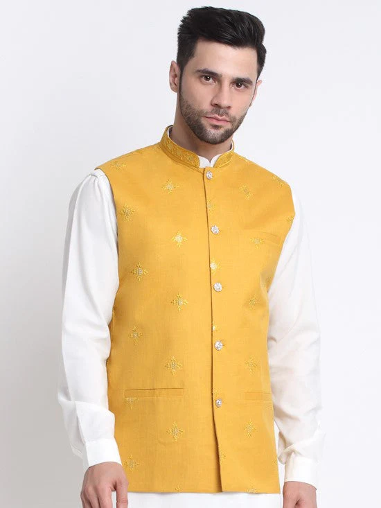 Men's Cotton Embroidered Sequence Nehru Jacket Only - Image 241