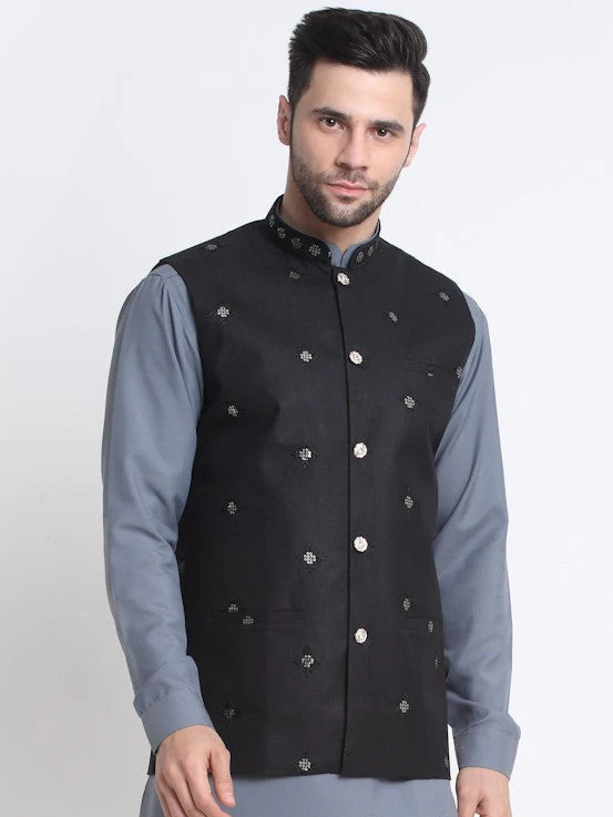 Men's Cotton Embroidered Sequence Nehru Jacket Only - Image 248
