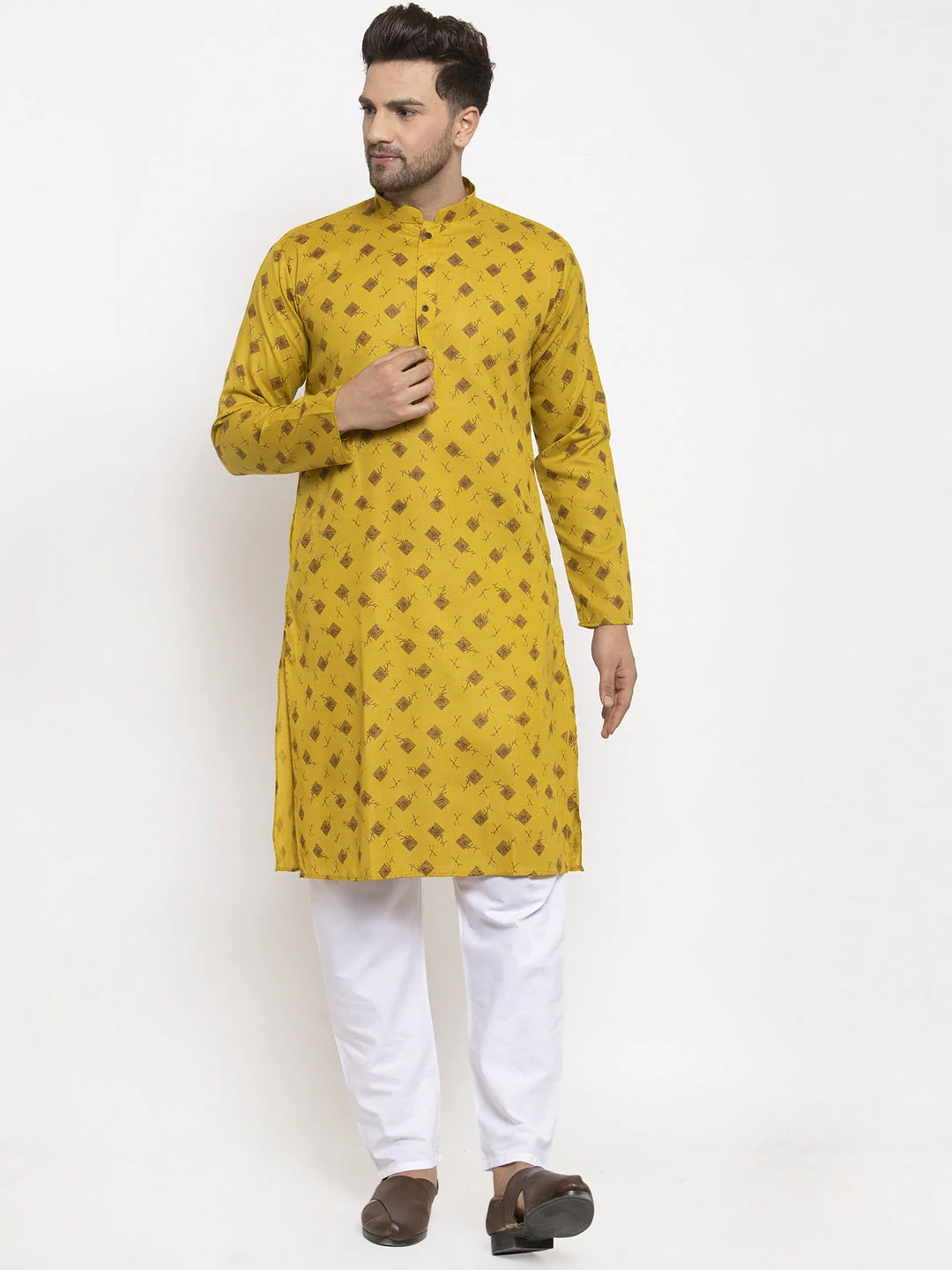 Men's Cotton Printed Kurta Pyjama Set - Image 58