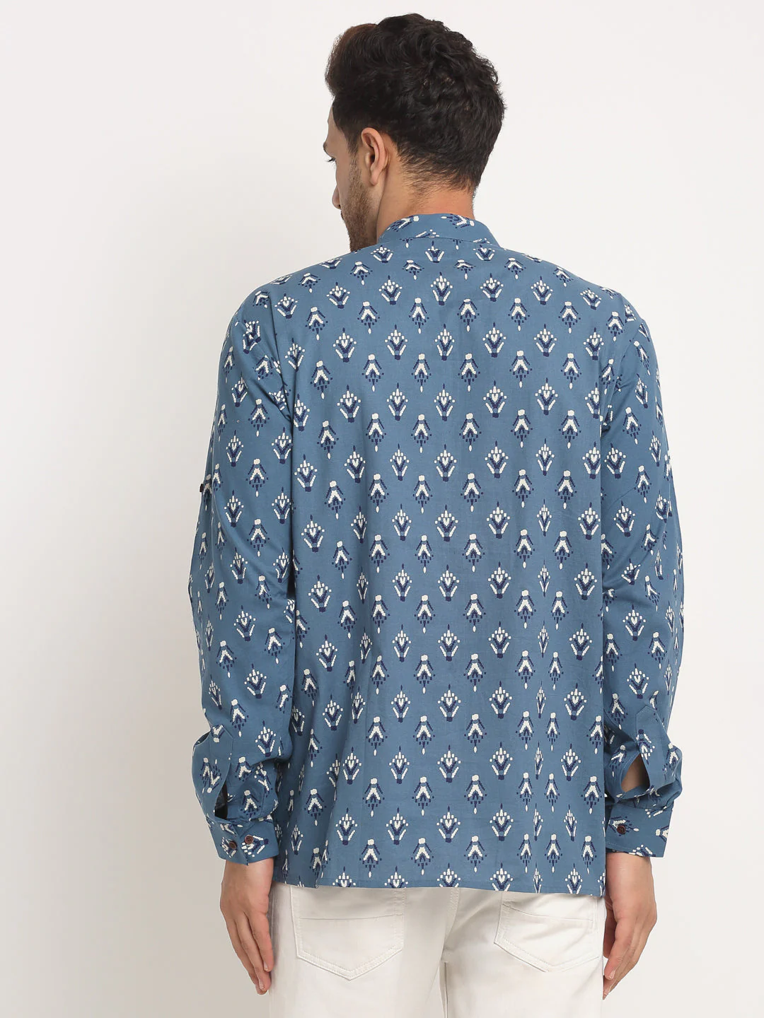 Men's Cotton Printed Waist Length Short Kurta - Image 12