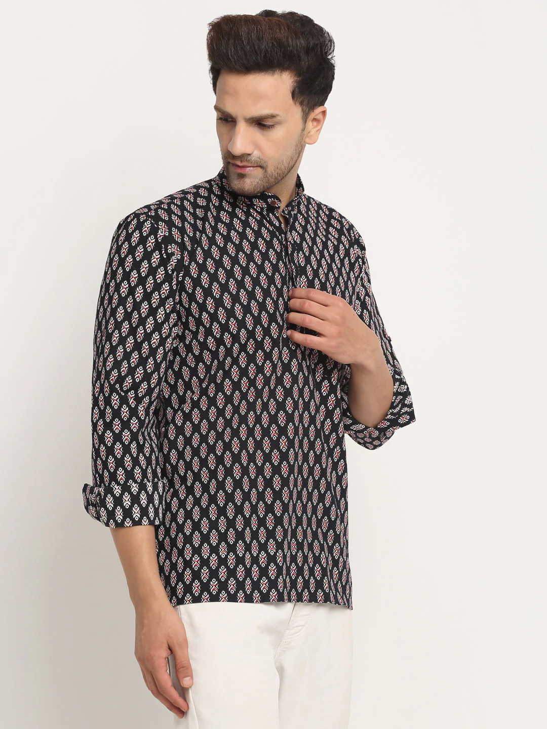 Men's Cotton Printed Waist Length Short Kurta - Image 3